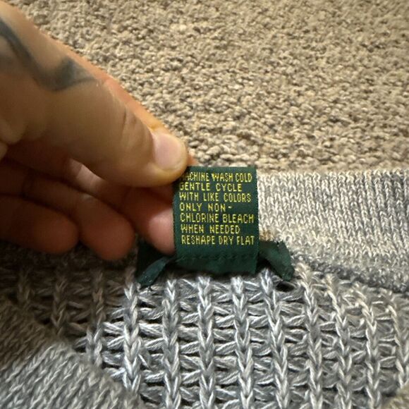 Club Room Luxury 1/4 Button Pullover Mens Fisherman M Chunky Knit Cotton Sweater - Picture 6 of 9